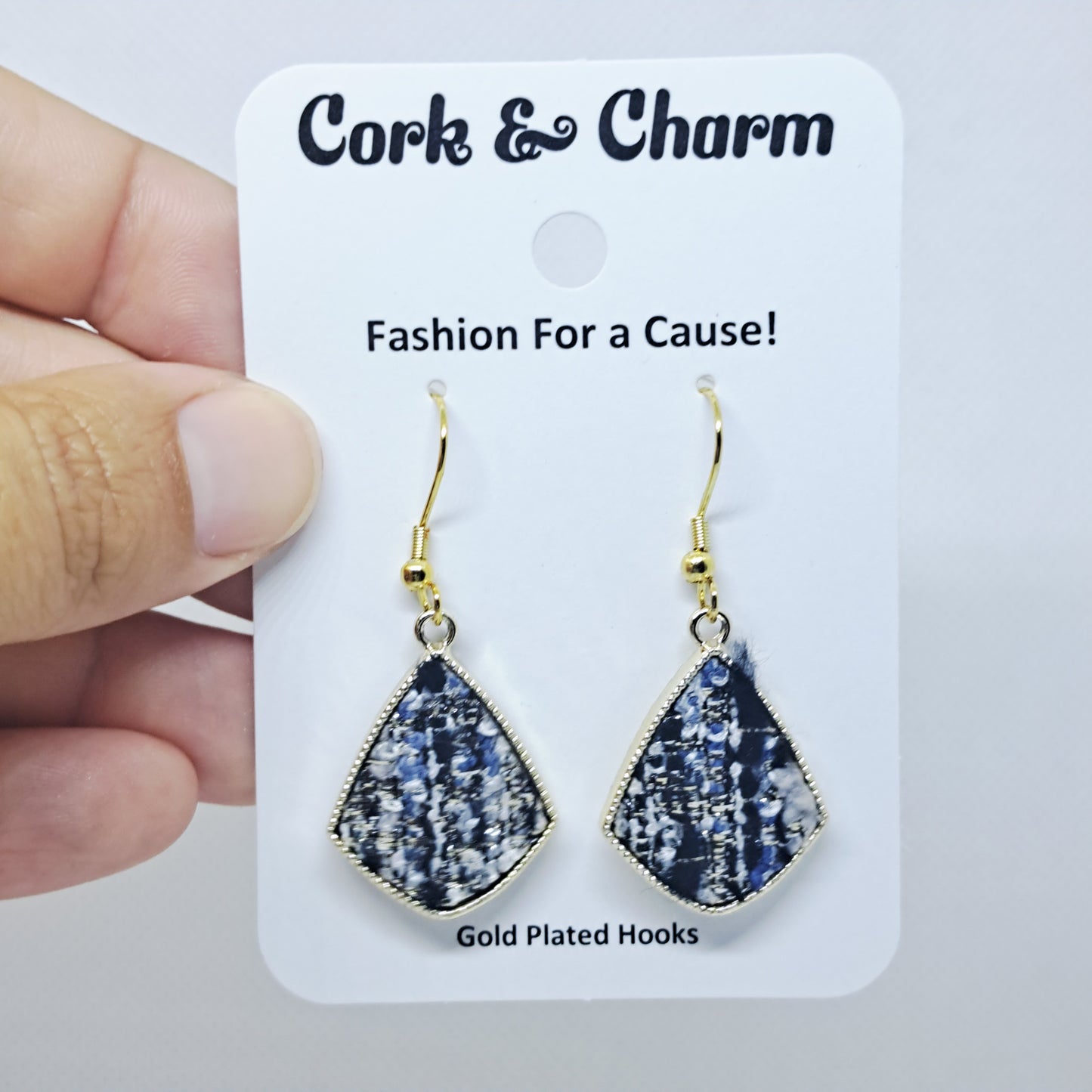 Woven Fabric Teardrop Gold Plated Earring