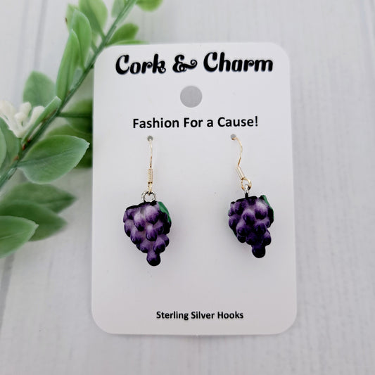 Purple Grapes Sterling Silver Earrings