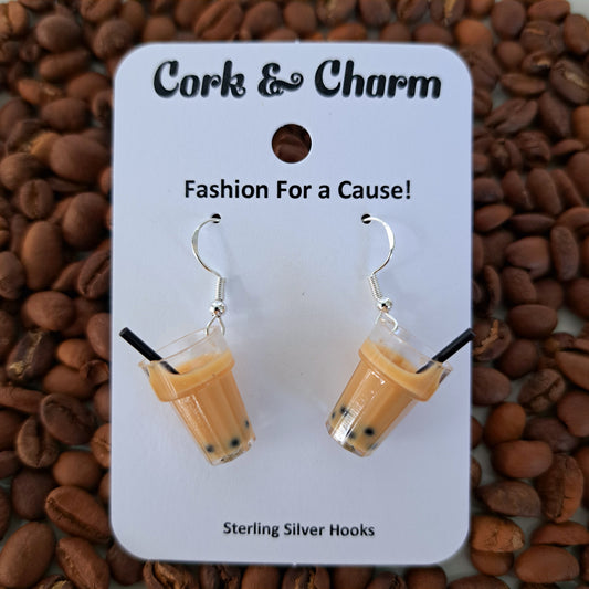 Iced Coffee Cup Sterling Silver Earrings