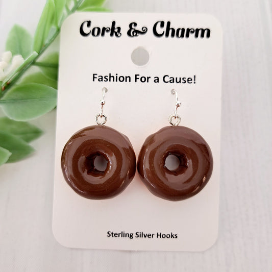 3D Glazed Donut Sterling Silver Earrings