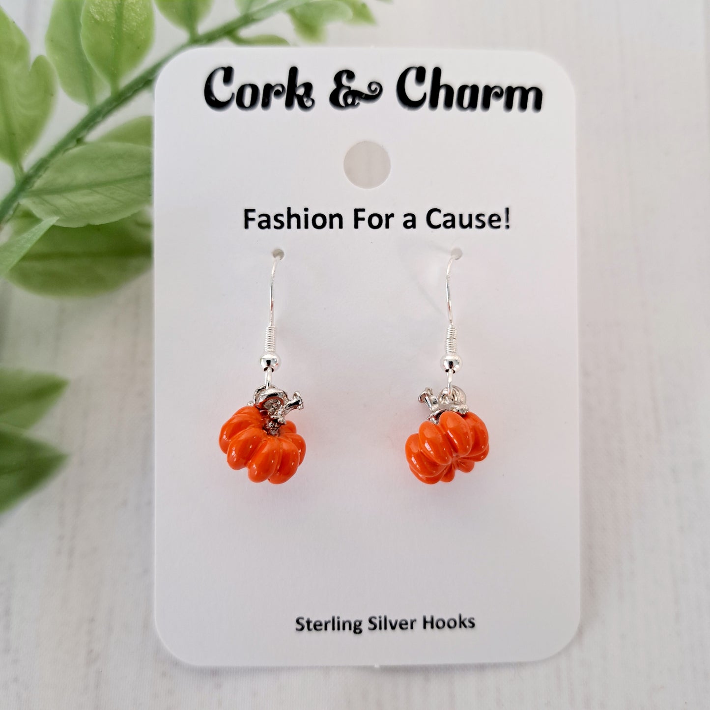 Mini 3D Orange Pumpkins Sterling Silver Earrings