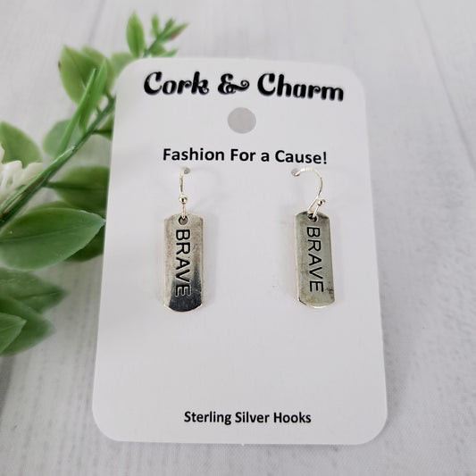 Brave Affirmations Inspirational Words Earrings Sterling Silver
