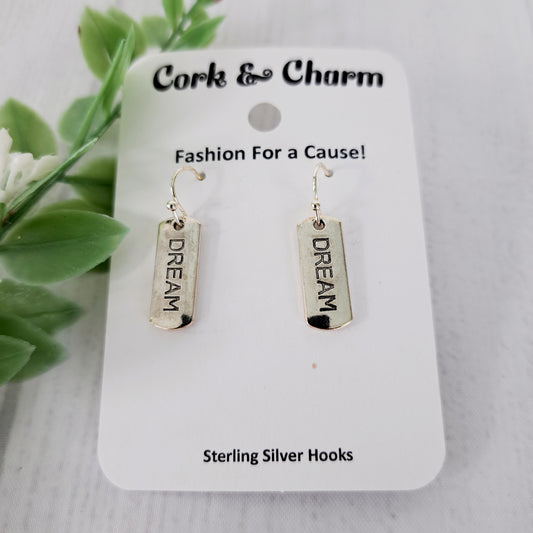 Dream Affirmations Inspirational Words Earrings Sterling Silver