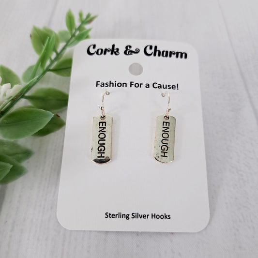 Enough Affirmations Inspirational Words Earrings Sterling Silver