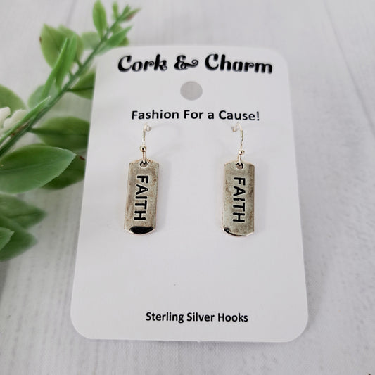 Faith Affirmations Inspirational Words Earrings Sterling Silver