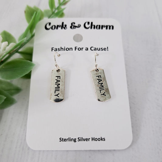 Family Affirmations Inspirational Words Earrings Sterling Silver