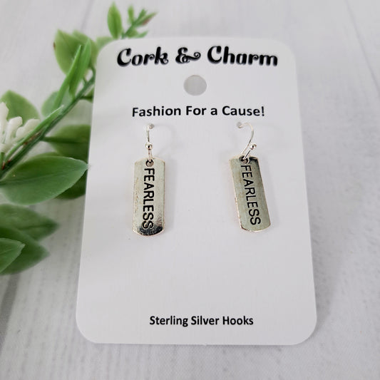 Fearless Affirmations Inspirational Words Earrings Sterling Silver