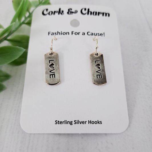 Love Affirmations Inspirational Words Earrings Sterling Silver