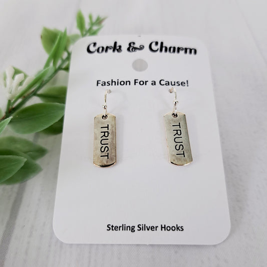 Trust Affirmations Inspirational Words Earrings Sterling Silver