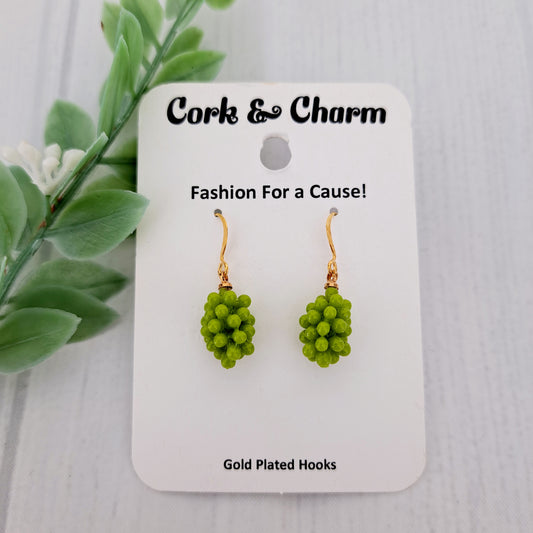 Green Grapes Bunch Gold Earrings