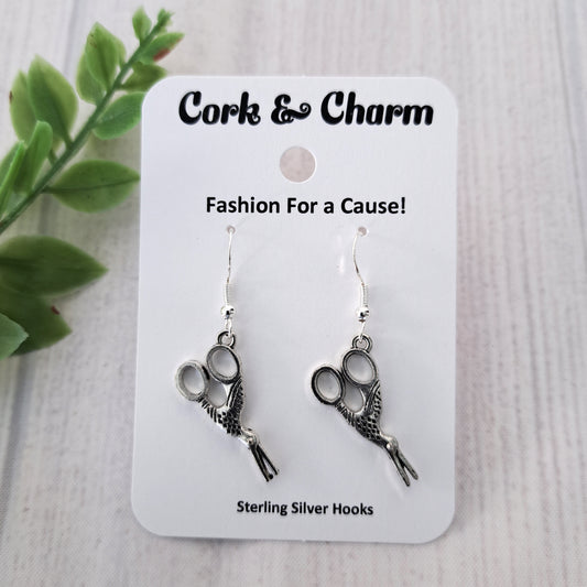 Silver Stork Scissors Sterling Silver Earrings