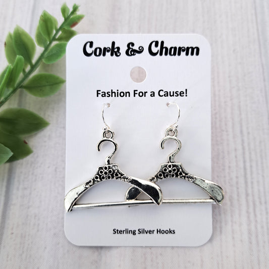 Silver Large Clothes Hanger Sterling Silver Earrings