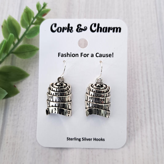 Silver Coiled Tape Measure Sterling Silver Earrings