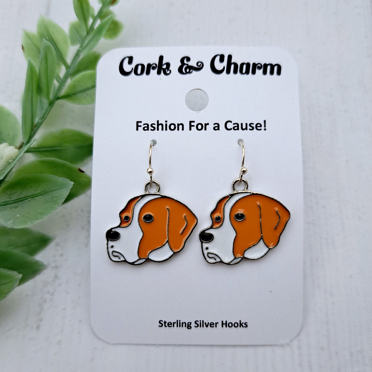 Beagle Dog Breed Head Face Sterling Silver Earrings