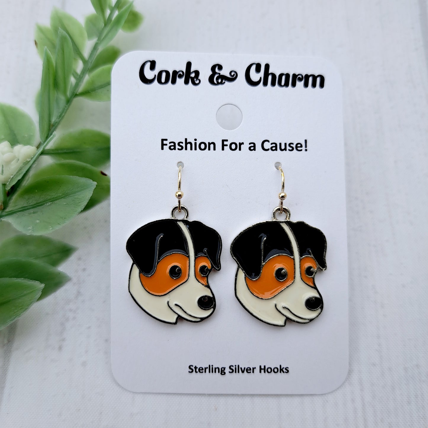 Box Terrier Dog Breed Head Face Sterling Silver Earrings