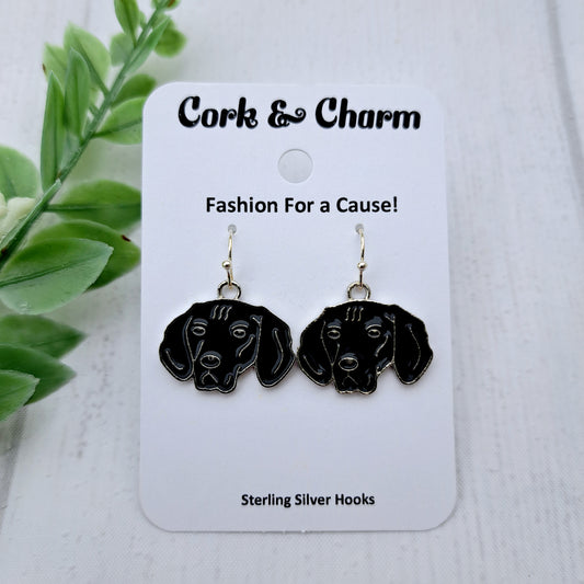 Coon Hound Dog Breed Head Face Sterling Silver Earrings