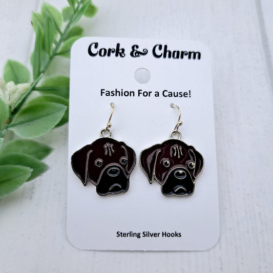 Boxer Dog Breed Head Face Sterling Silver Earrings