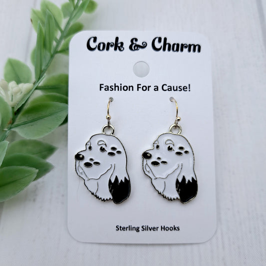 English Setter Dog Breed Head Face Sterling Silver Earrings