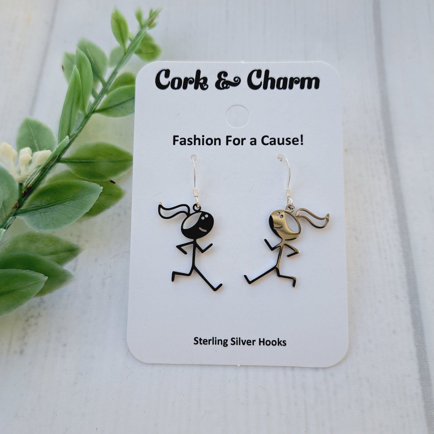 Girl Stick Figure Running Sterling Silver Earrings