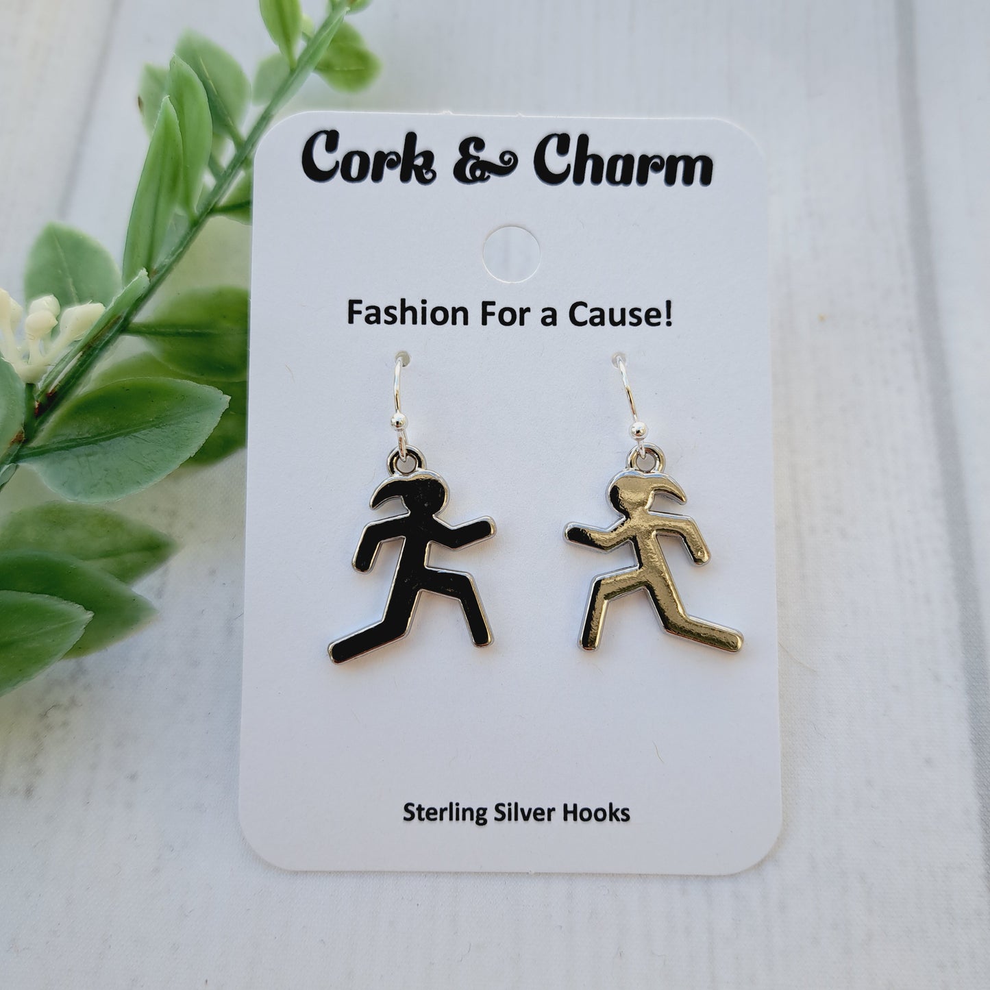 Girl Figure Running Sterling Silver Earrings