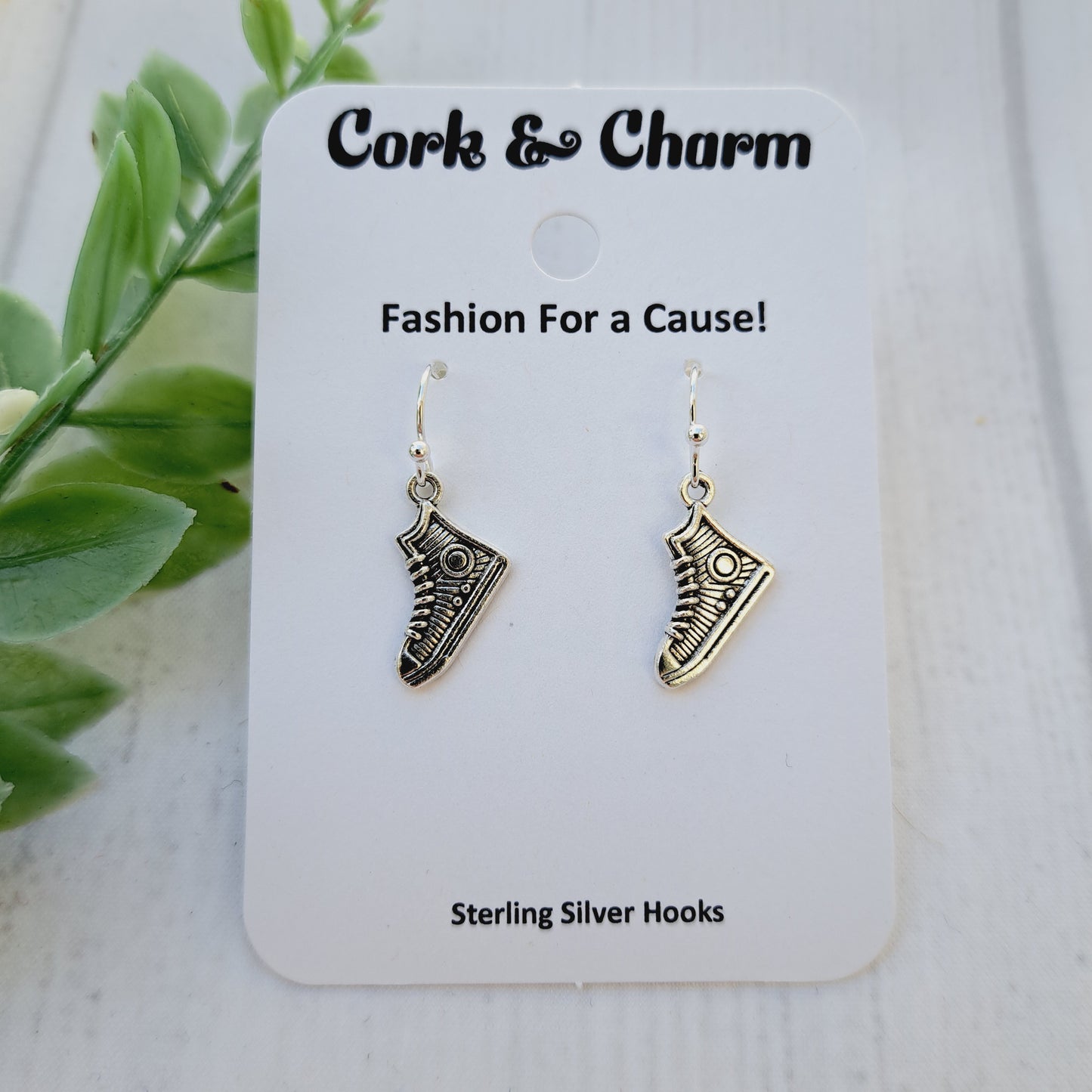 Silver Sneaker Shoes Sterling Silver Earrings