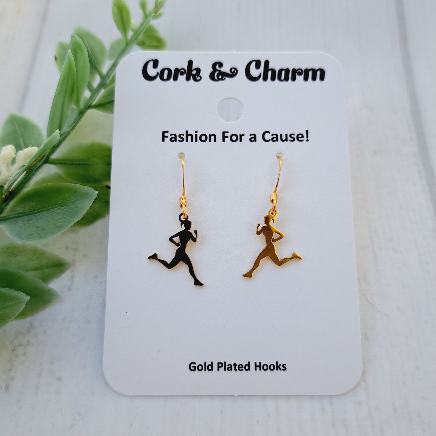 Gold Girl Woman Running Gold Earrings