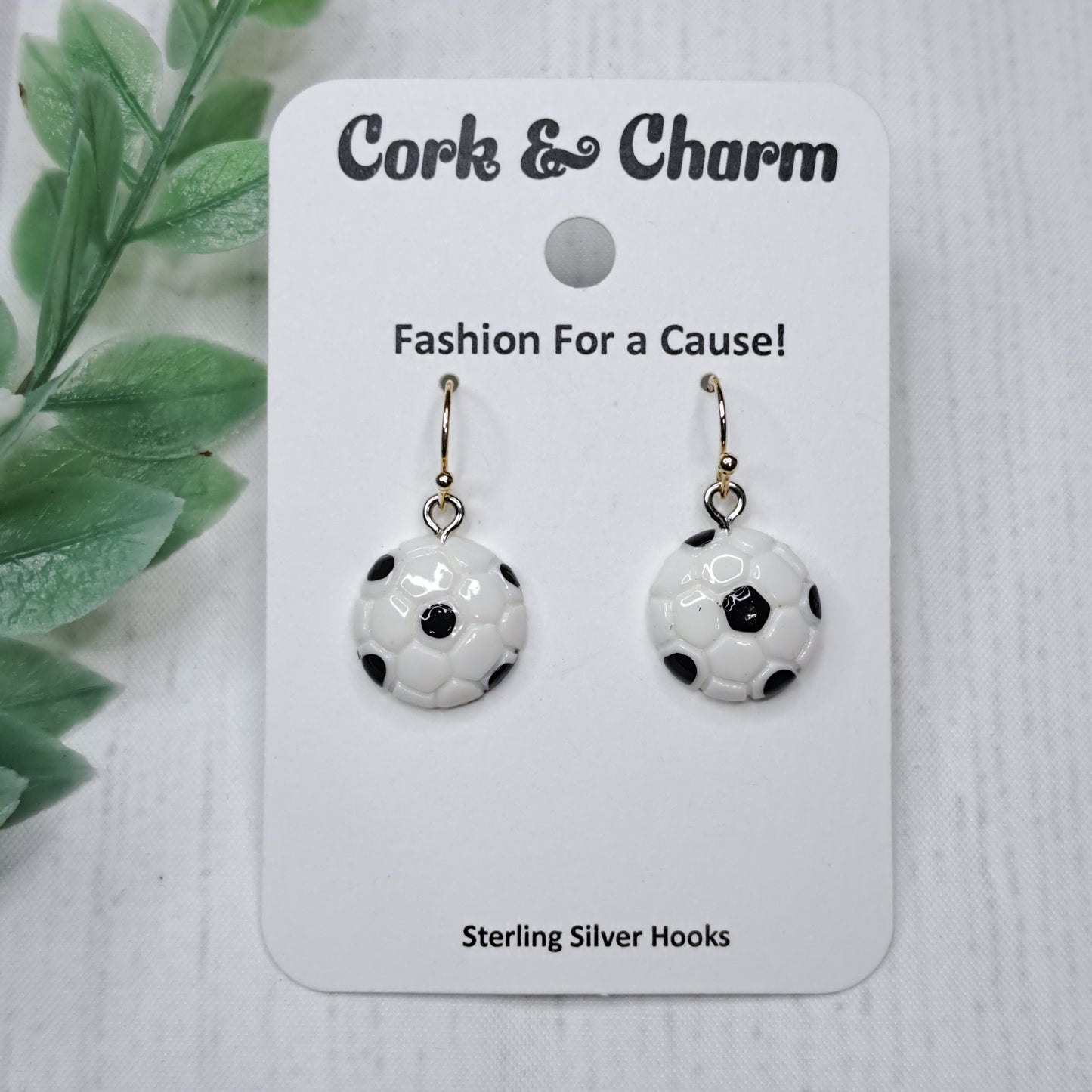 Soccer Ball Resin Sterling Silver Earrings
