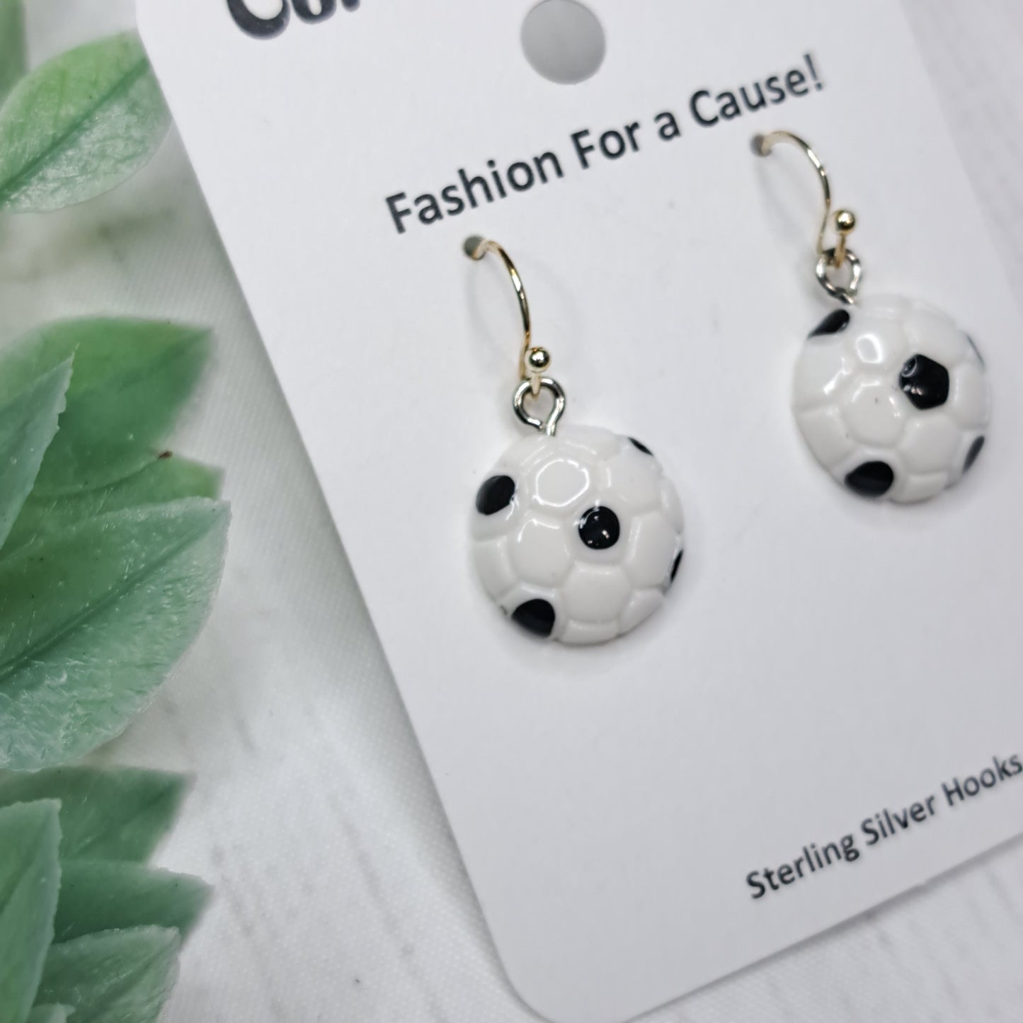 Soccer Ball Resin Sterling Silver Earrings