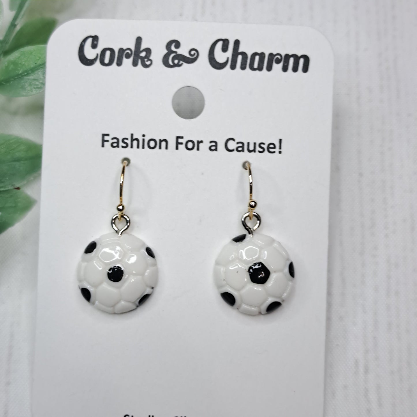 Soccer Ball Resin Sterling Silver Earrings