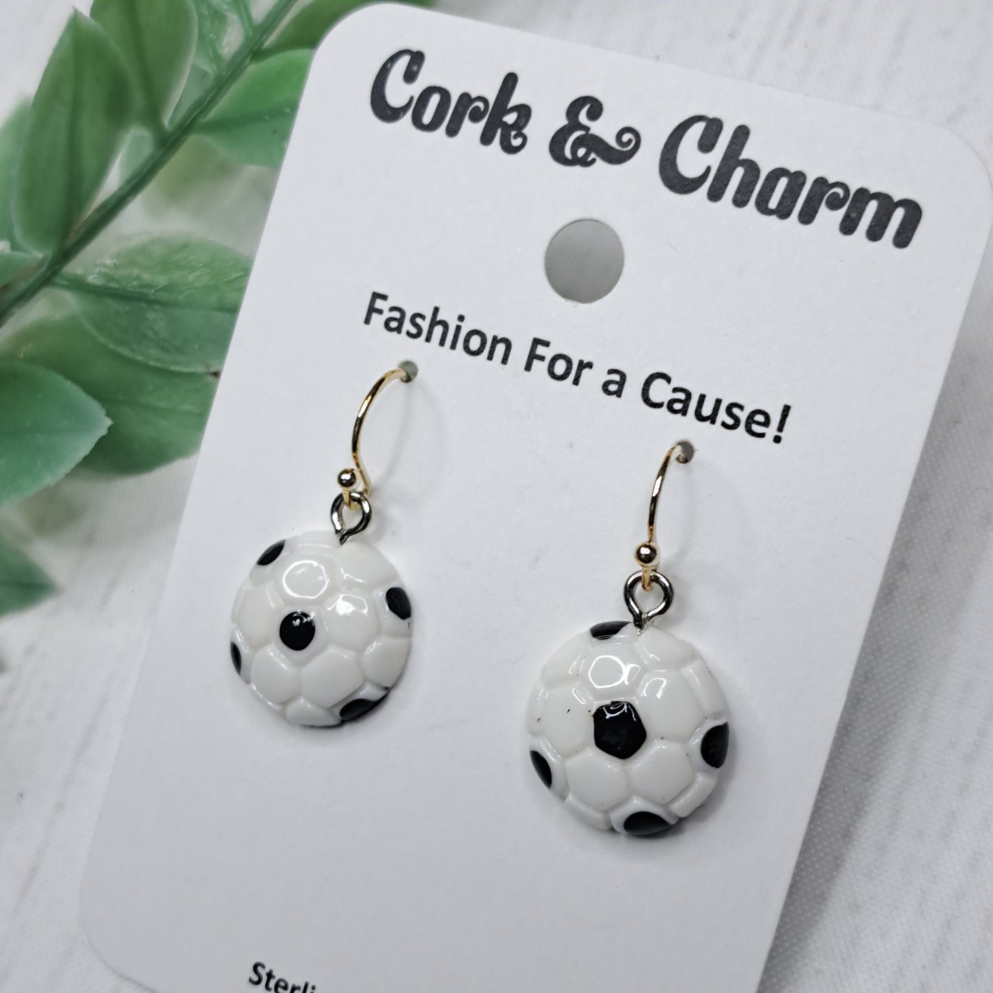Soccer Ball Resin Sterling Silver Earrings