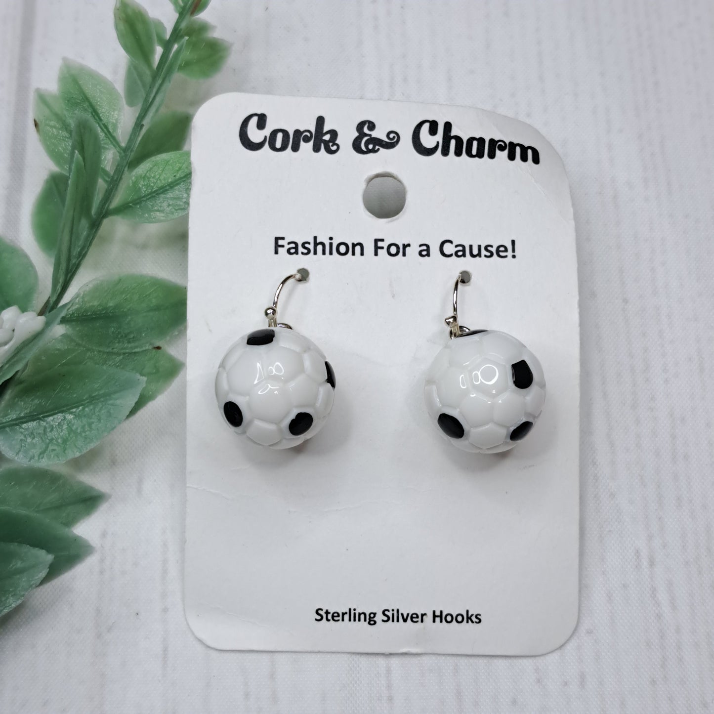 Soccer Ball 3D Sterling Silver Earrings