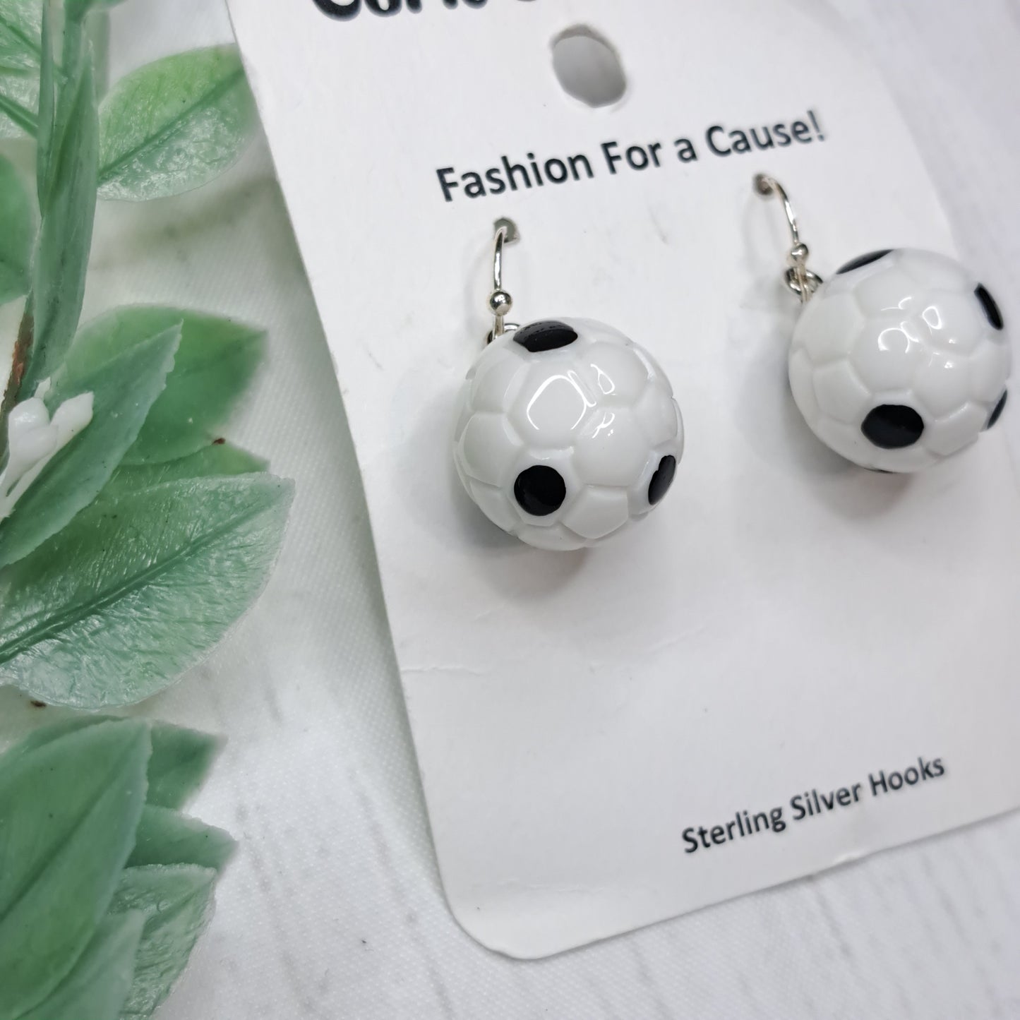 Soccer Ball 3D Sterling Silver Earrings