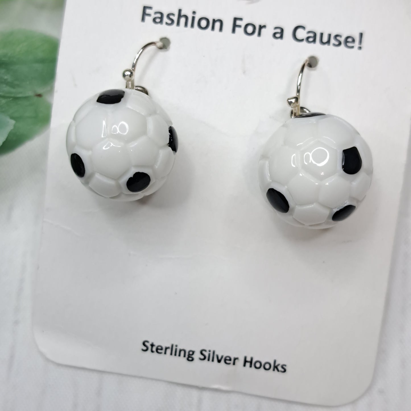 Soccer Ball 3D Sterling Silver Earrings