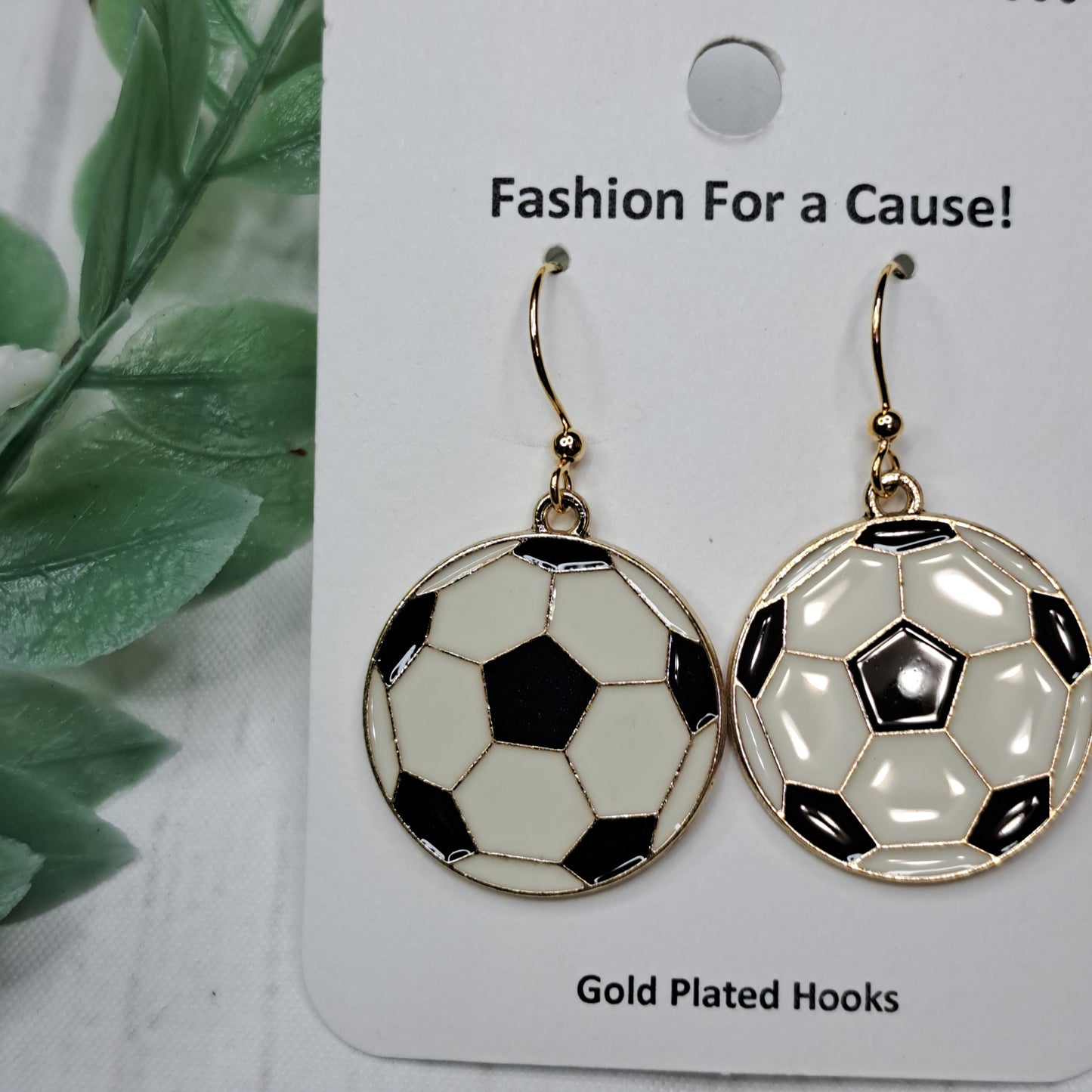 Soccer Ball Enamel Gold Plated Earrings