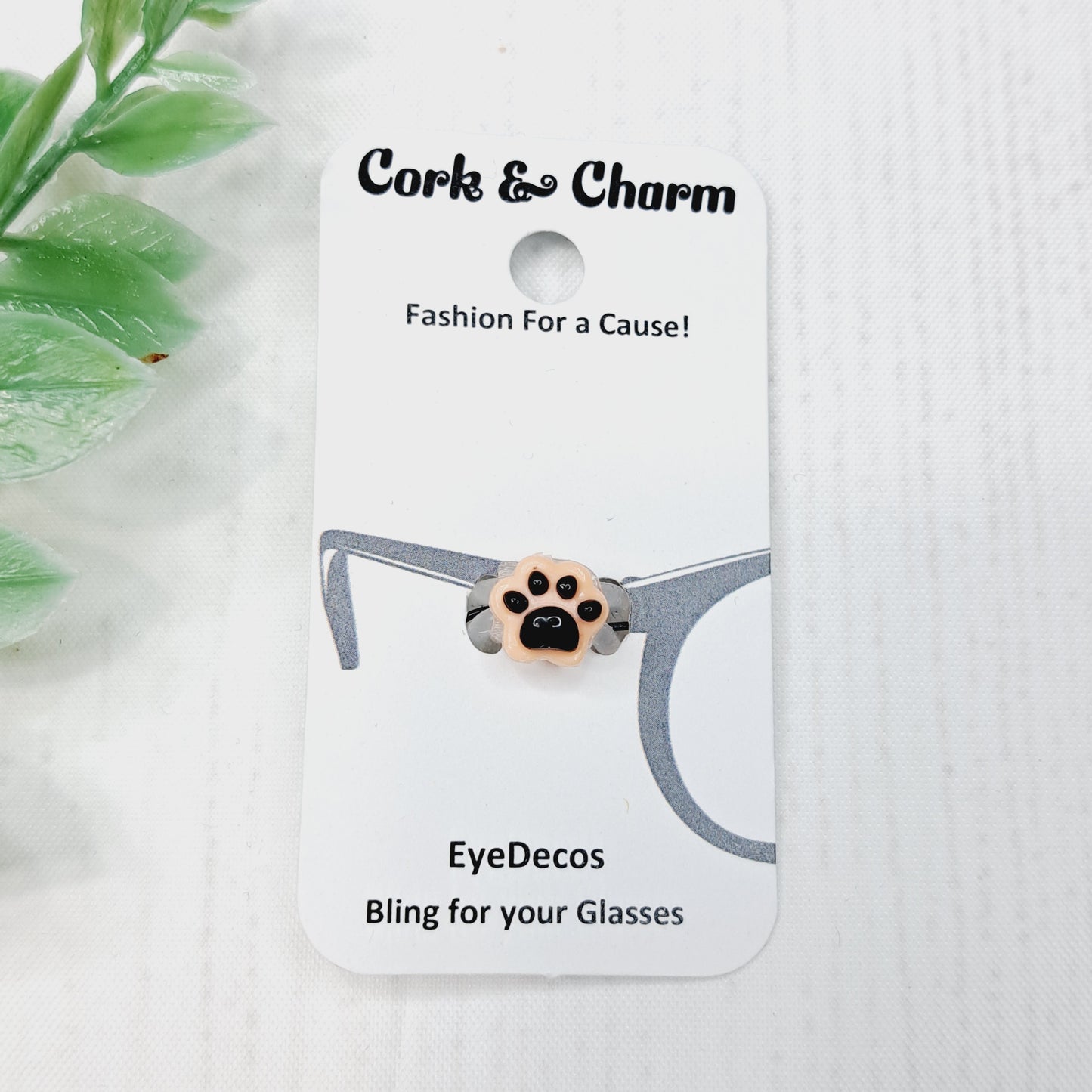 Peach Pawprint with Black Toes Cat Dog EyeDeco