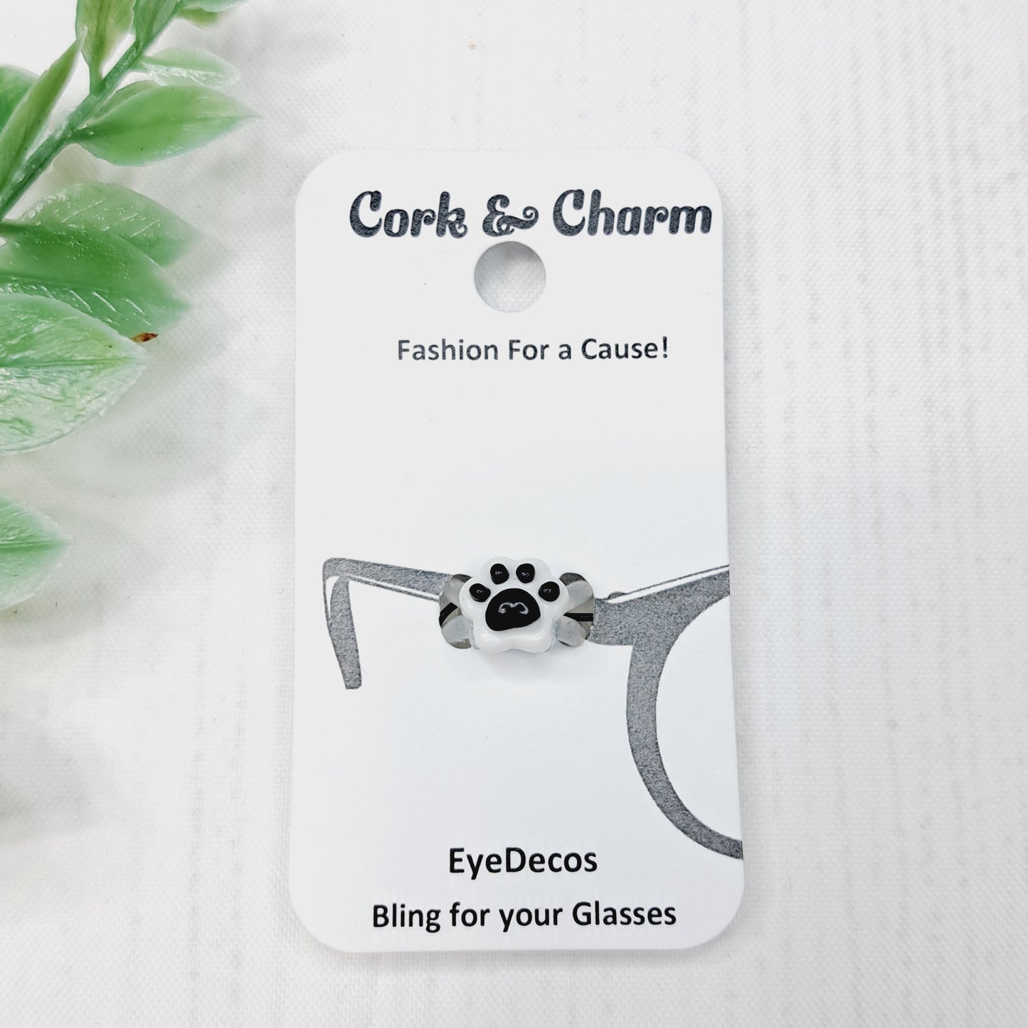 White Pawprint with Black Toes Cat Dog EyeDeco