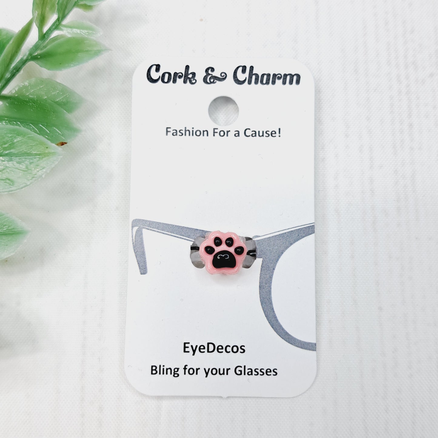 Pink Pawprint with Black Toes Cat Dog EyeDeco