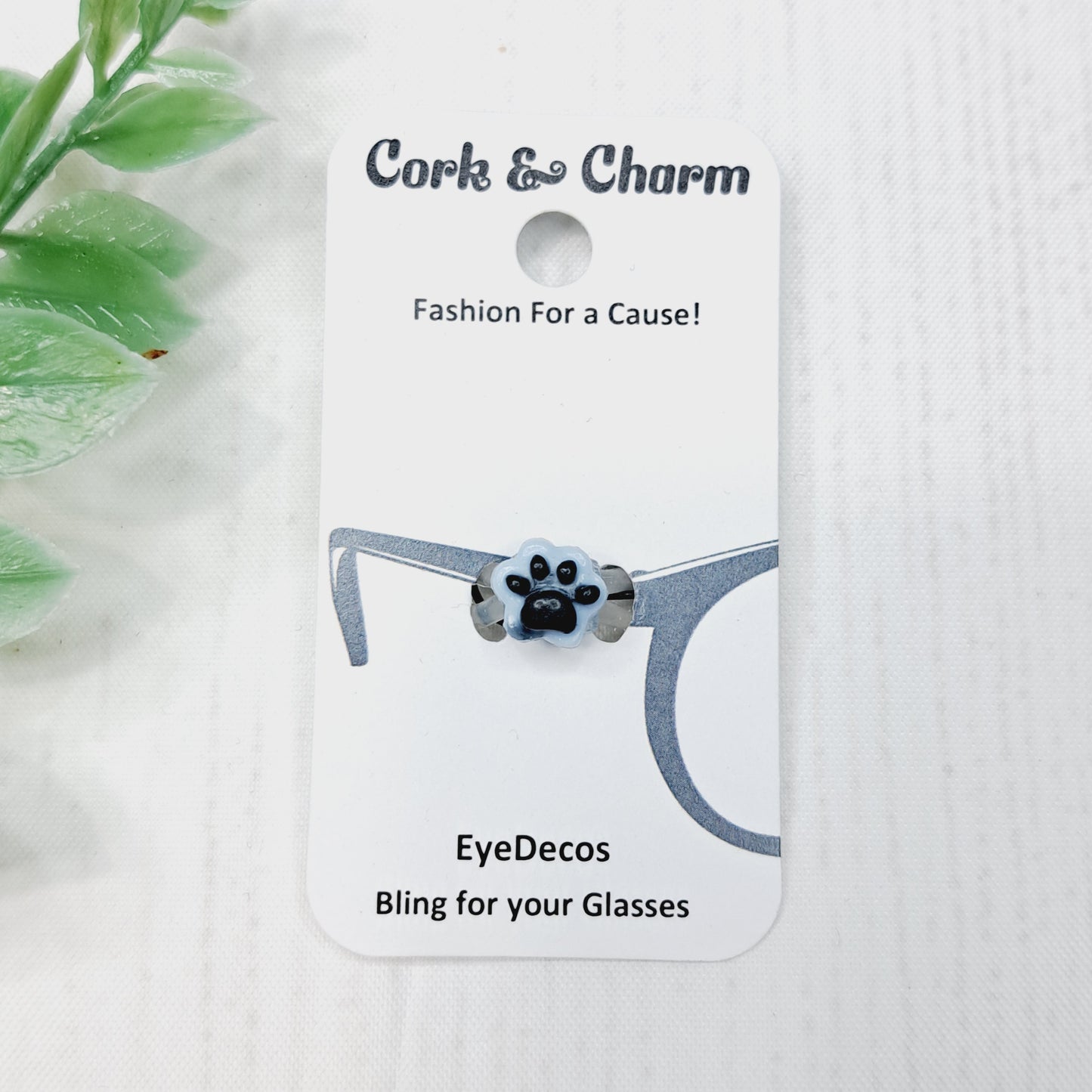 Periwinkle Pawprint with Black Toes Cat Dog EyeDeco