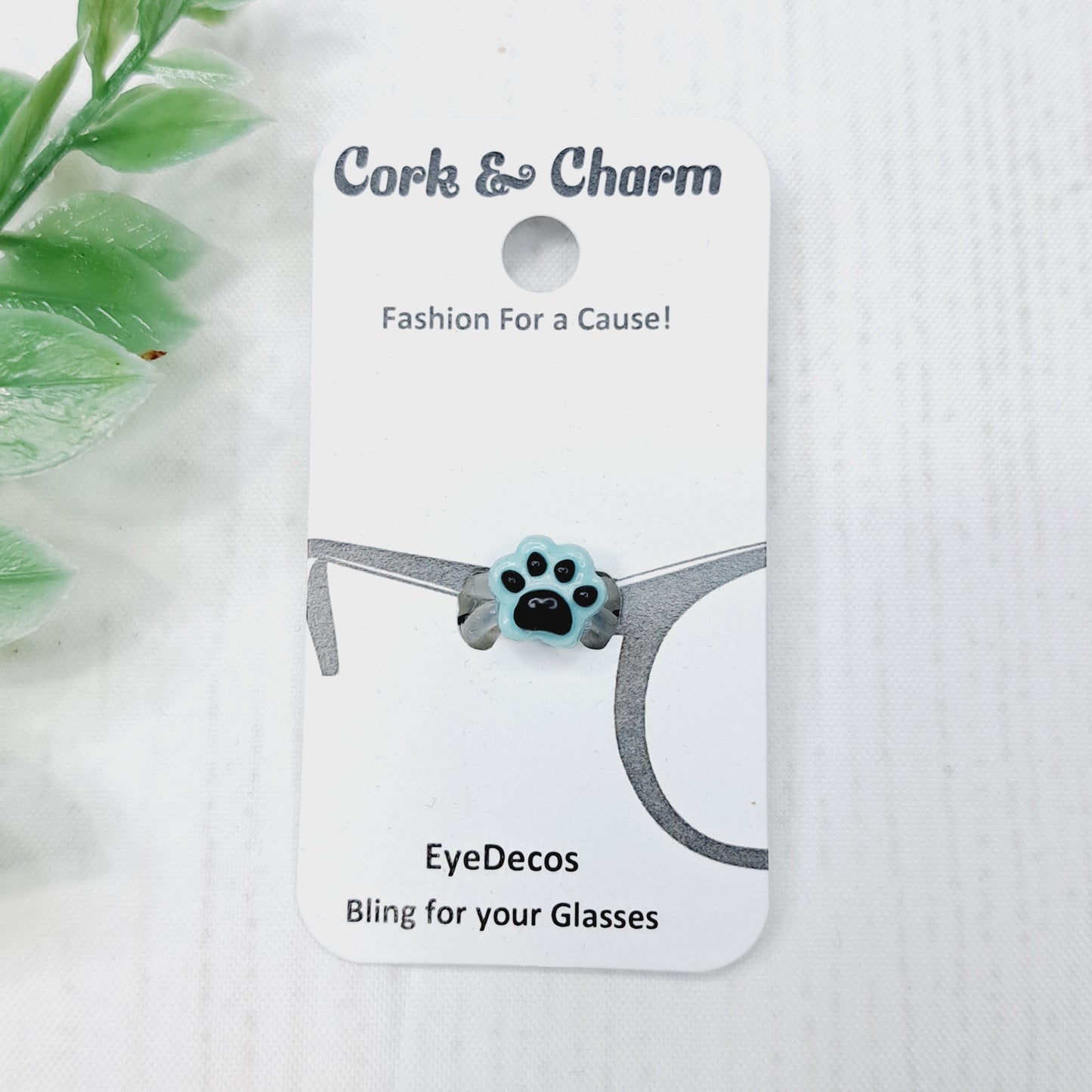Aqua Pawprint with Black Toes Cat Dog EyeDeco