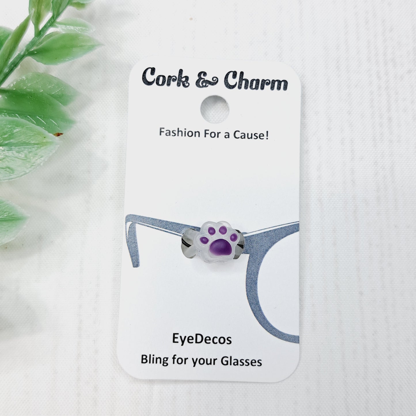 Clear Pawprint with Purple Toes Cat Dog EyeDeco