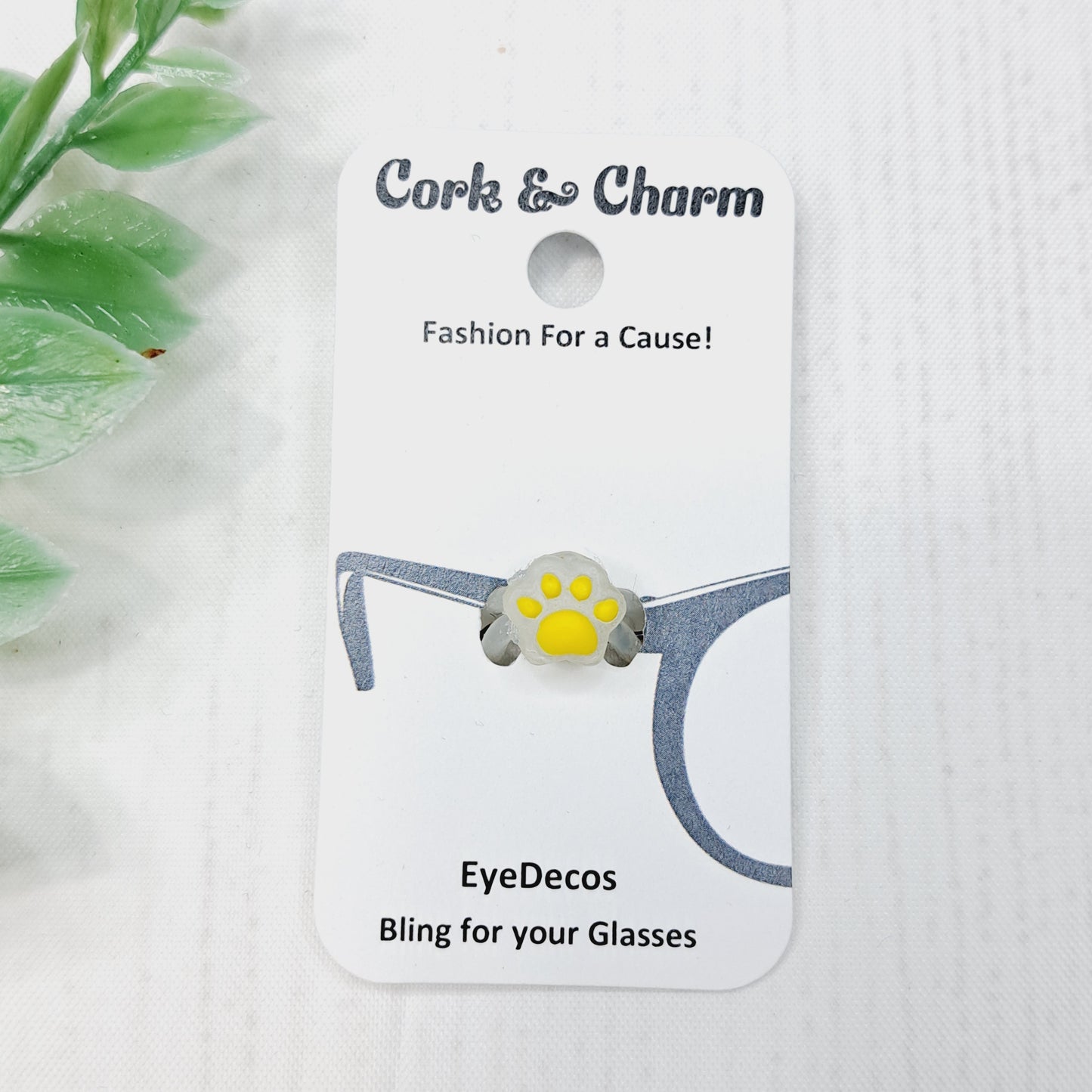 Clear Pawprint with Yellow Toes Cat Dog EyeDeco