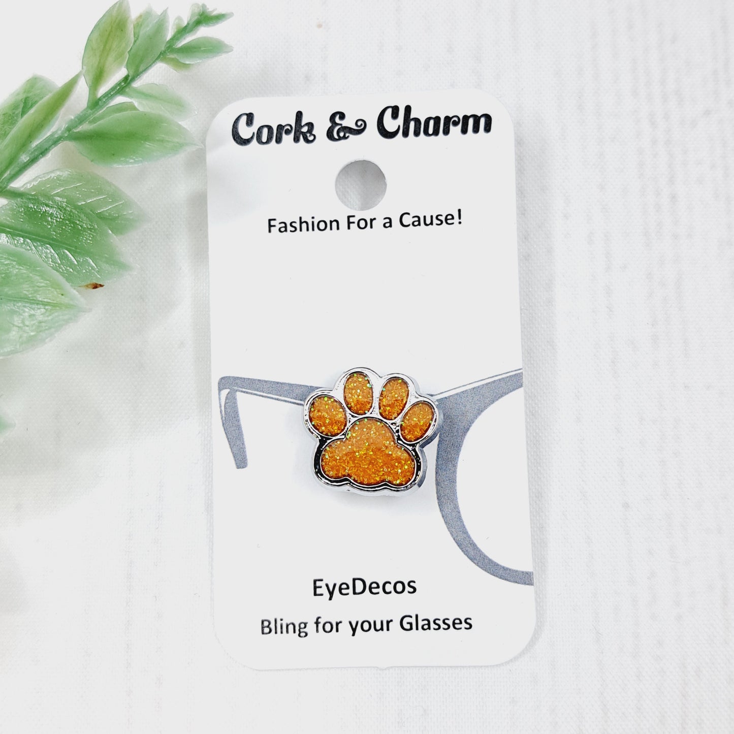 Orange Sparkle Pawprint Cat Dog EyeDeco