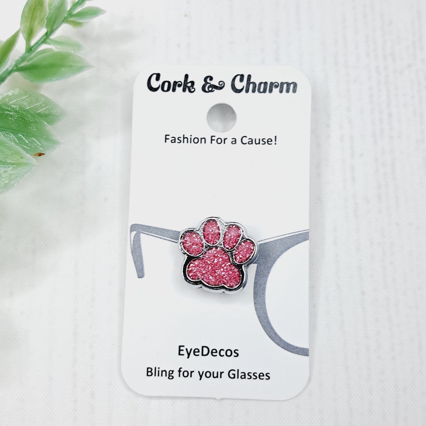 Pink Sparkle Pawprint Cat Dog EyeDeco