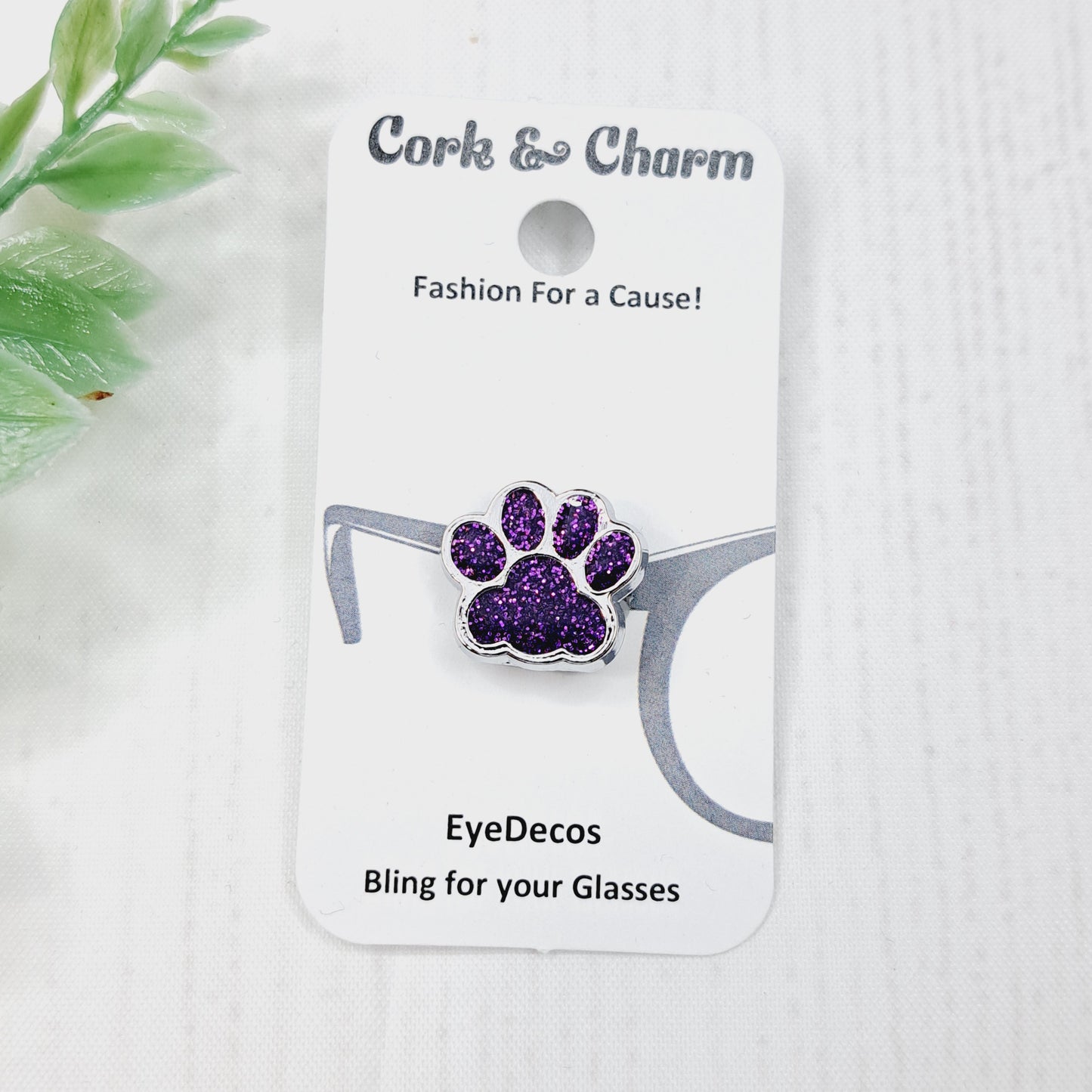 Purple Sparkle Pawprint Cat Dog EyeDeco