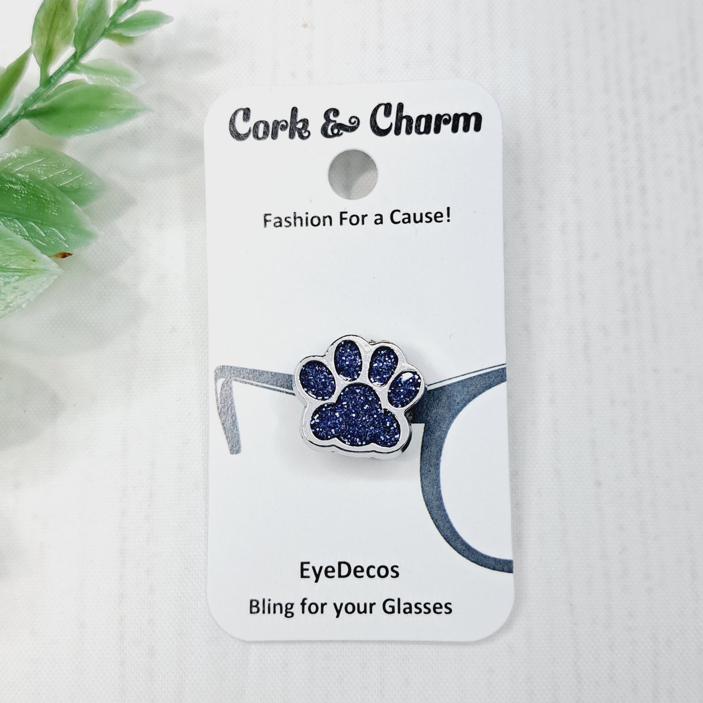 Denim Blue Sparkle Pawprint Cat Dog EyeDeco