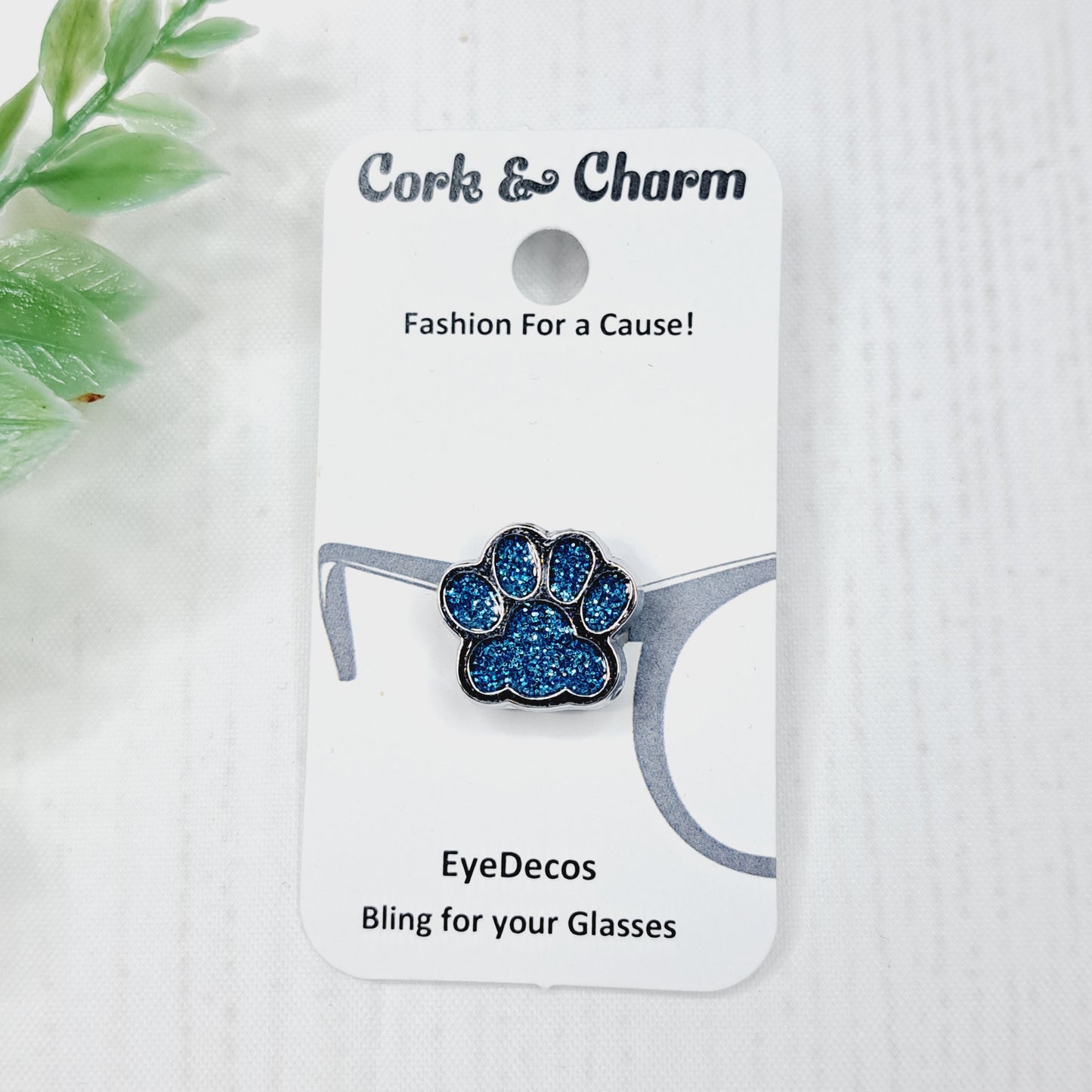 Cerulean Blue Sparkle Pawprint Cat Dog EyeDeco