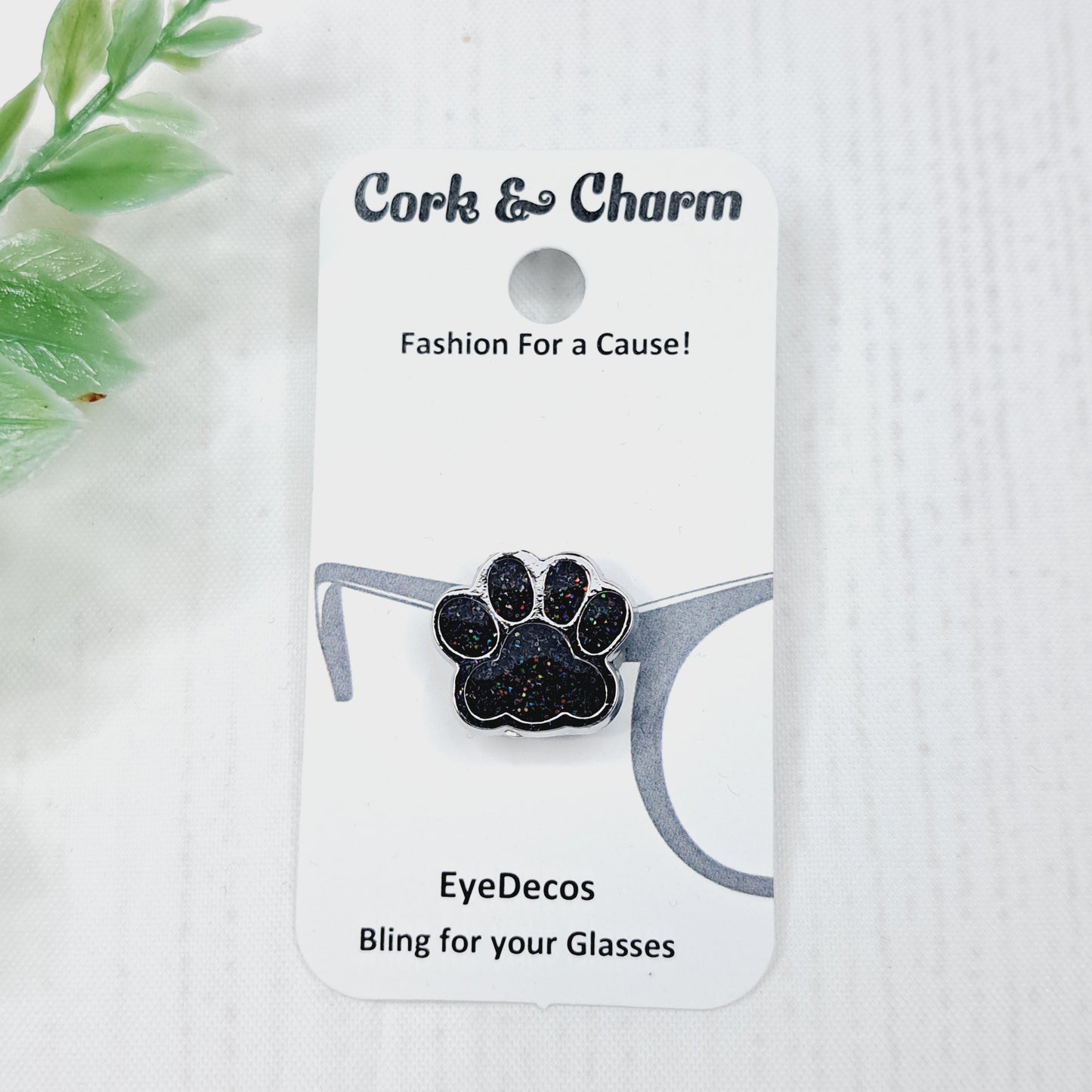 Black Sparkle Pawprint Cat Dog EyeDeco