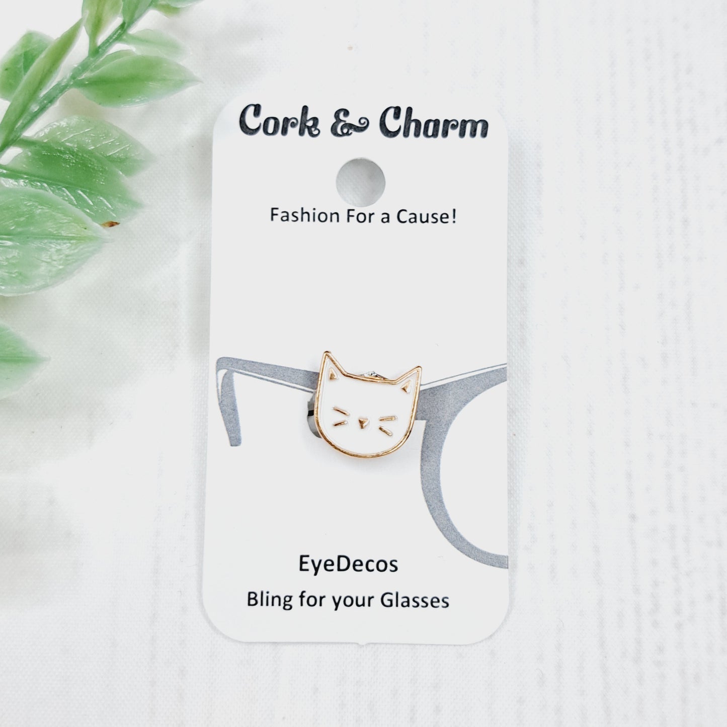 White Cat Head Enamel EyeDeco