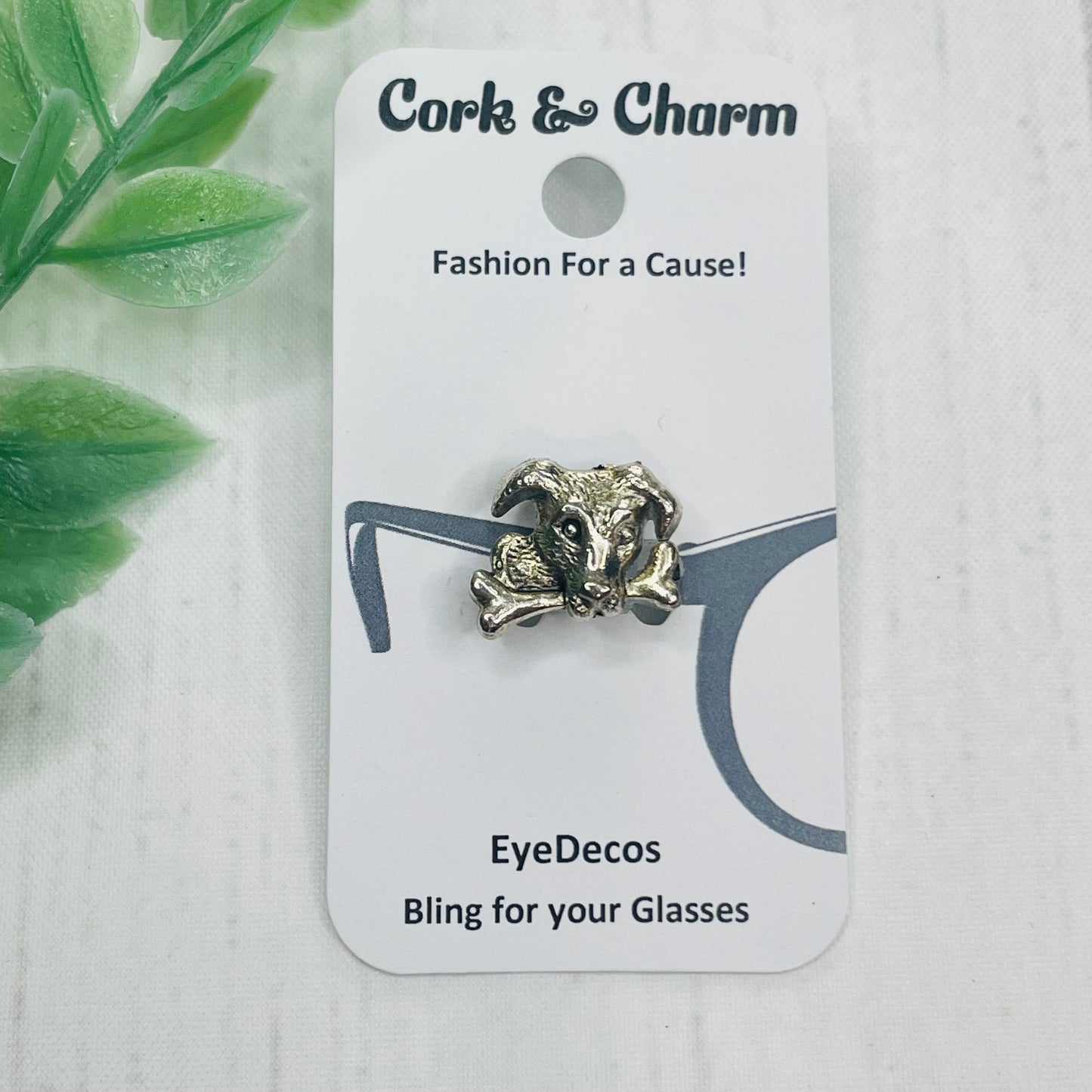 Silver Dog and Dog Bone EyeDeco