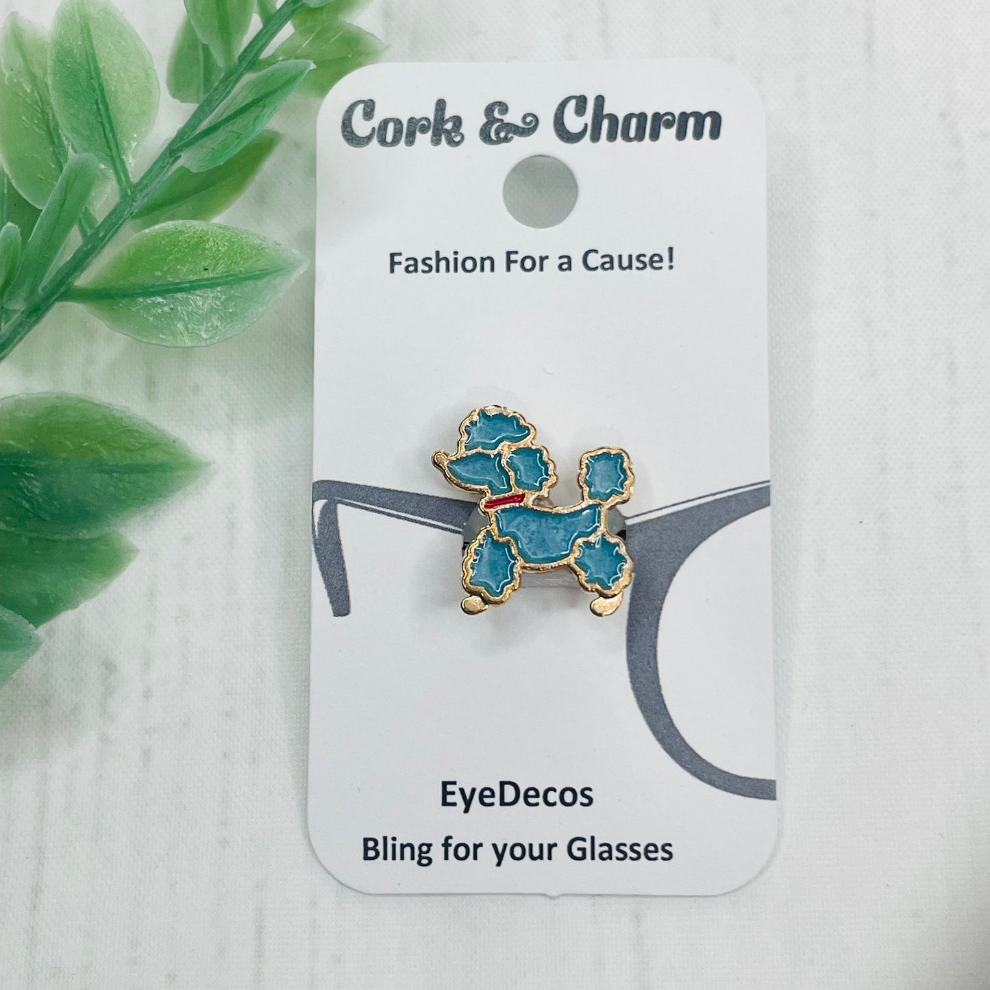 Blue Poodle Dog Gold Plated Enamel EyeDeco